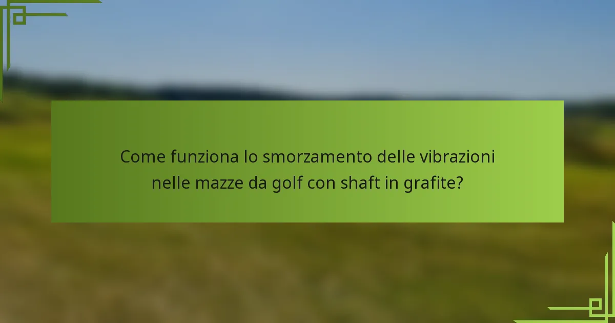 Come funziona lo smorzamento delle vibrazioni nelle mazze da golf con shaft in grafite?