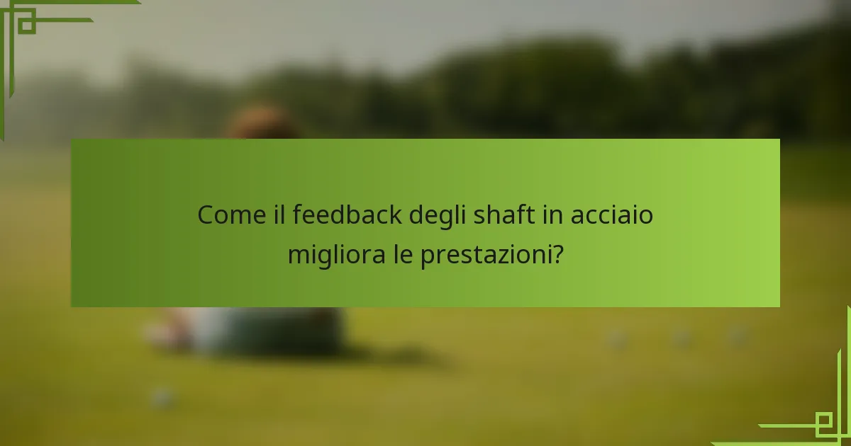 Come il feedback degli shaft in acciaio migliora le prestazioni?
