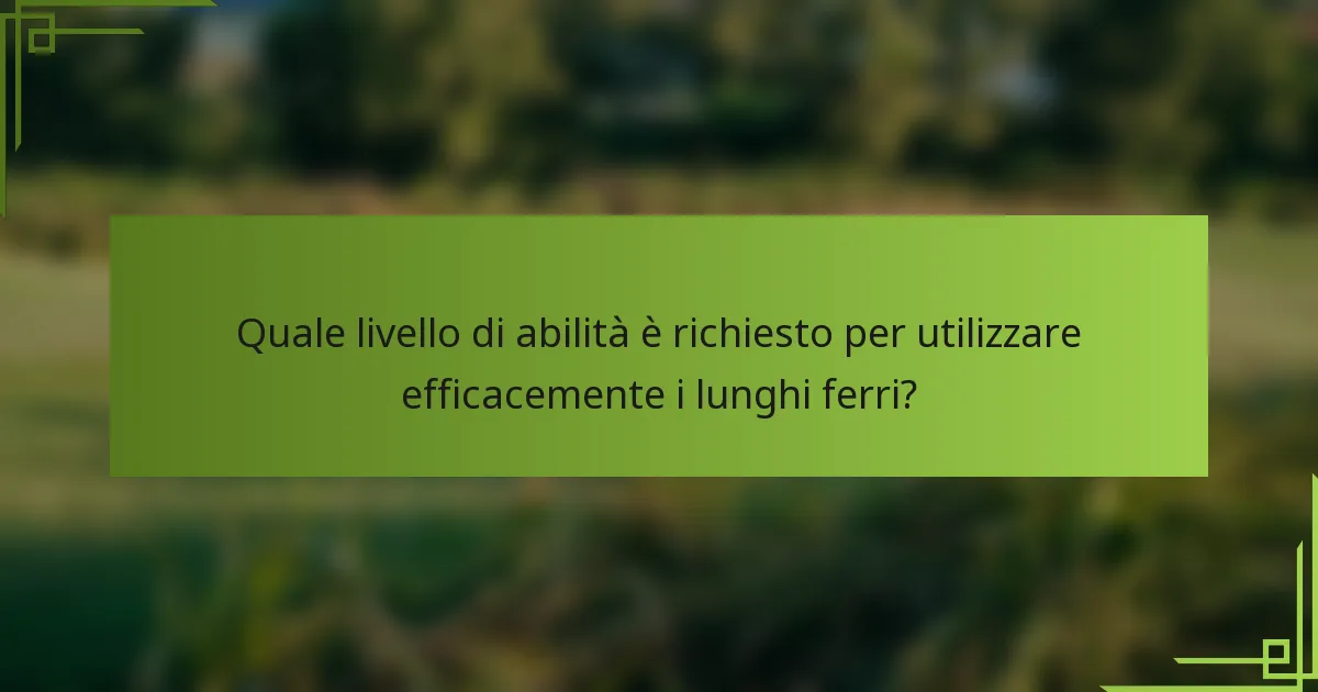 Quale livello di abilità è richiesto per utilizzare efficacemente i lunghi ferri?