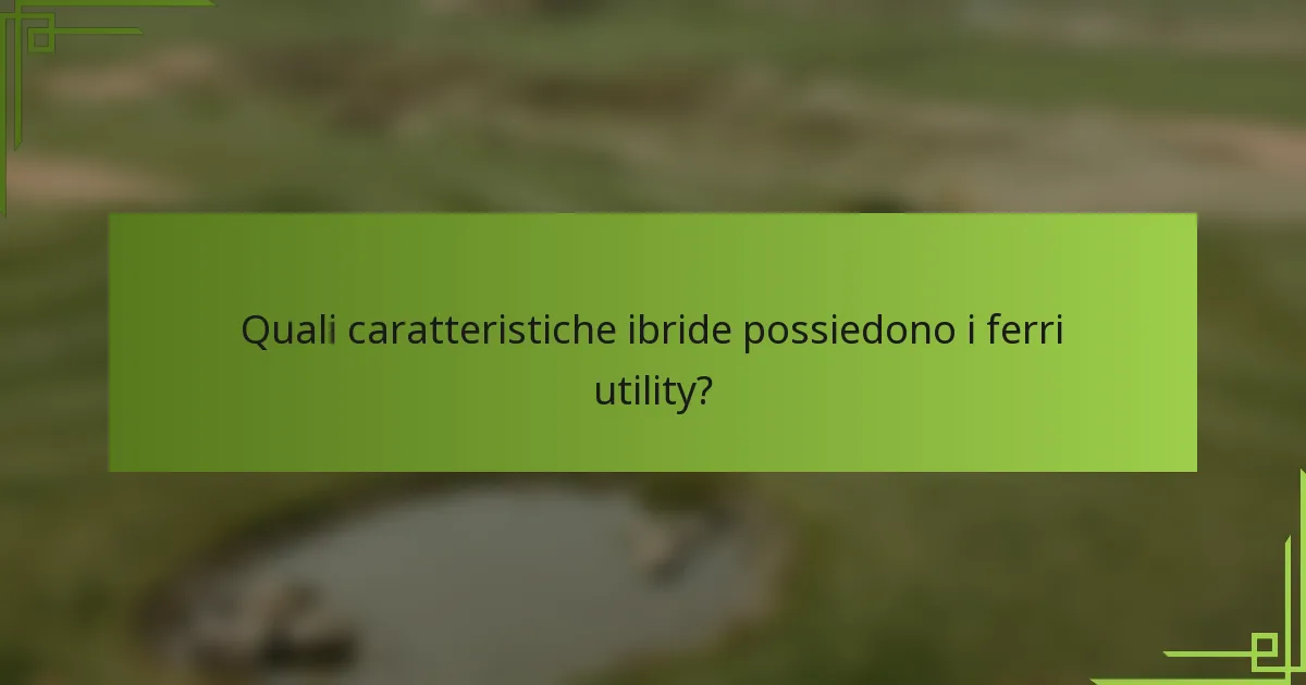 Quali caratteristiche ibride possiedono i ferri utility?