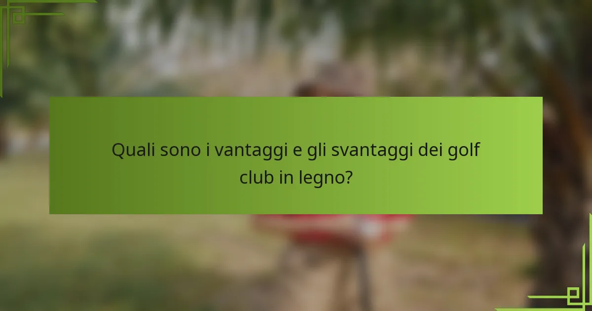 Quali sono i vantaggi e gli svantaggi dei golf club in legno?